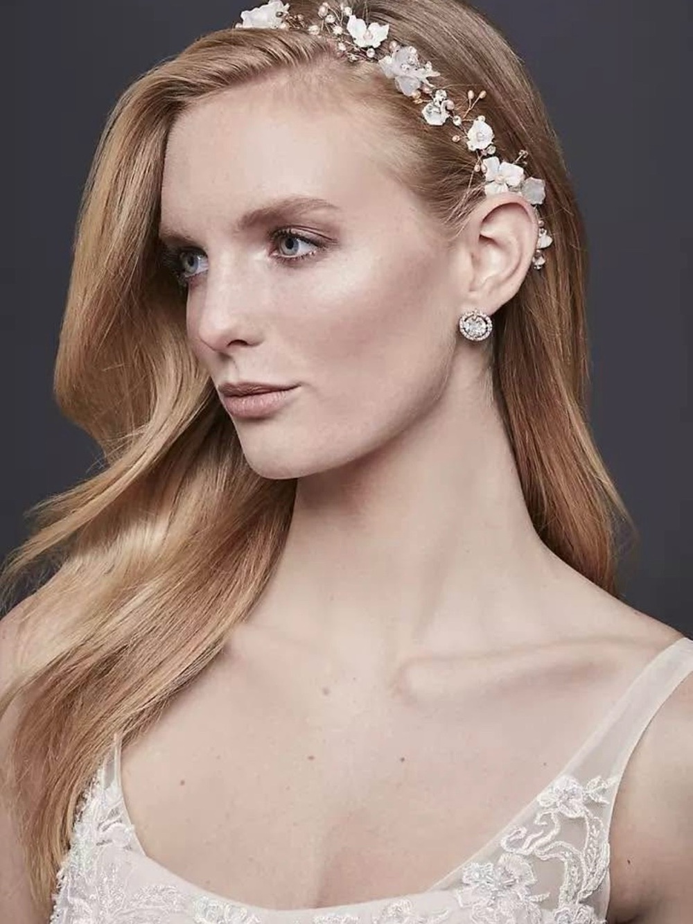 3D Flower Ribbon-Tie Headband with Pearls